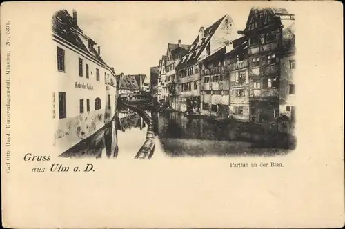 Ak Ulm an der Donau, Partie an der Blau