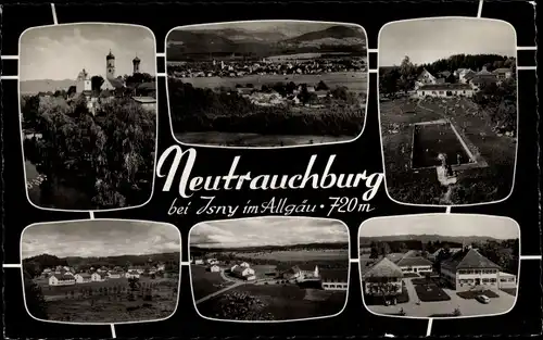 Ak Neutrauchburg Isny im Allgäu, Freibadm, Fliegeraufnahme, Gesamtansicht, Teilansicht