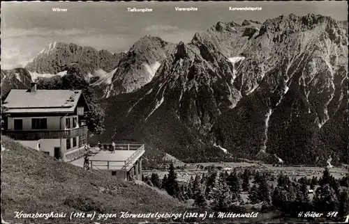 Ak Mittenwald in Oberbayern, Kranzberghaus, Karwendelgebirge