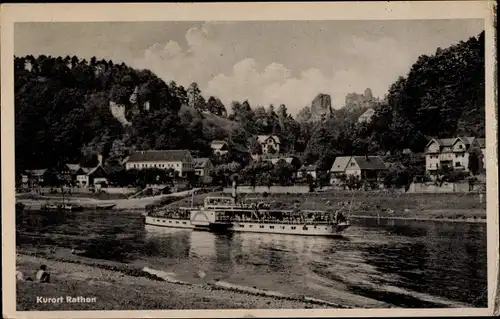 Ak Rathen an der Elbe Sächsische Schweiz, Teilansicht