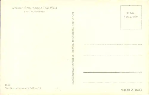 Ak Finsterbergen Friedrichroda im Thüringer Wald, Haus Waldfrieden