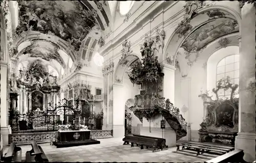 Ak Amorbach im Odenwald Unterfranken, Abteikirche, Kanzel, Chorgitter