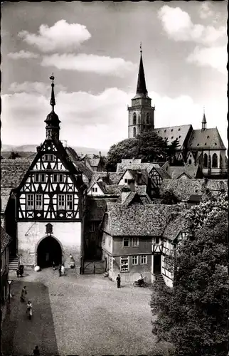 Ak Oberursel im Taunus Hessen, altes Rathaus, kath. Kirche