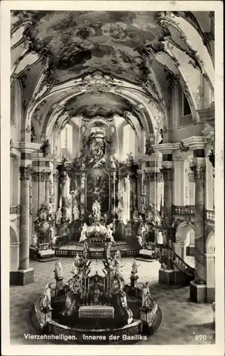 Ak Bad Staffelstein am Main Oberfranken, Inneres der Basilika Vierzehnheiligen