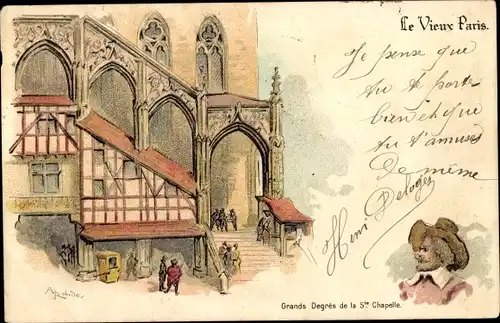 Künstler Litho Robida, Albert, Paris, Grands Degres de la 5. Chapelle