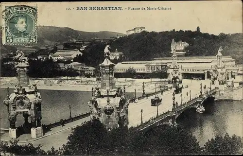 Ak Donostia San Sebastian Baskenland, Puente de Maria Cristina