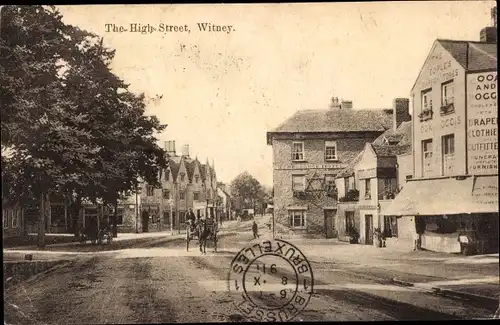Ak Witney Oxfordshire England, The High Street, Hotel, Judaika