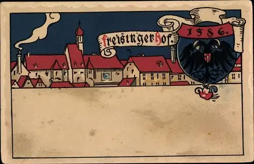 Wappen Litho Wien Österreich, Freisinger Hof von 1586