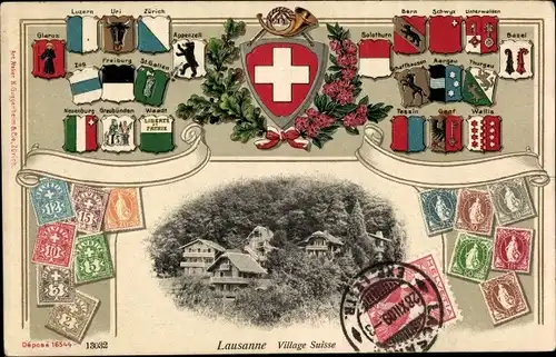 Wappen Ak Lausanne Kanton Waadt, Village Suisse