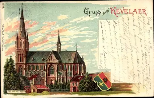 Litho Kevelaer am Niederrhein, Marienkirche, Wappen