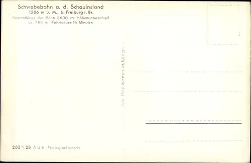 Ak Freiburg im Breisgau, Schwebebahn a. d. Schauinsland