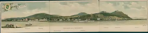 Klapp Ak Königswinter am Rhein, Drachenfels, Siebengebirge, Panorama