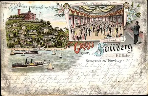 Litho Hamburg Altona Blankenese, Süllberg, Ballsaal