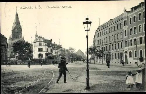 Ak Zwickau in Sachsen, Glauchauer Straße