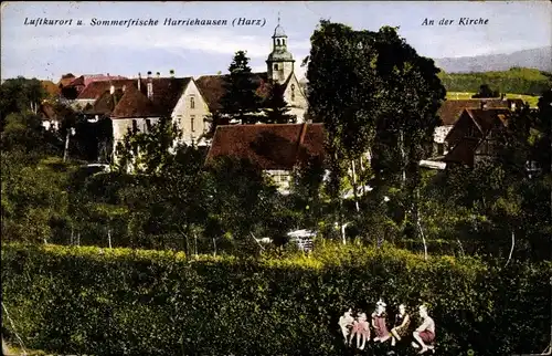 Ak Harriehausen Bad Gandersheim, Partie an der Kirche
