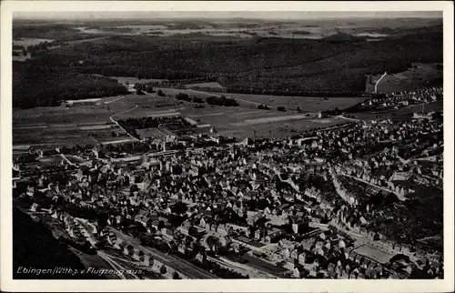 Ak Ebingen Albstadt in Württemberg, Totalansicht der Ortschaft, Fliegeraufnahme