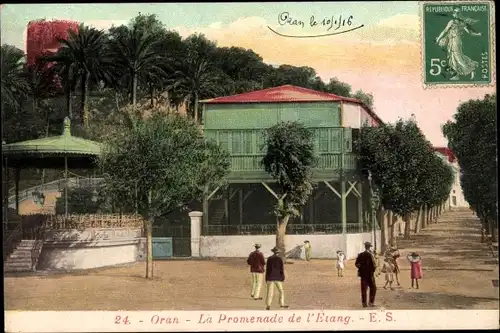 Ak Oran Algerien, La Promenade de l'Etang