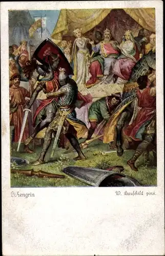 Künstler Ak Hauschild, W., Lohengrin, Ritterturnier, Richard Wagner