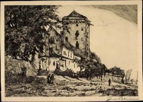 Ak Unbekannter Ort, Eduscho Kaffee Reklame, Turm