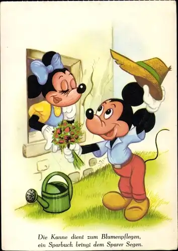 Künstler Ak Mickey Mouse, Walt Disney, Minnie