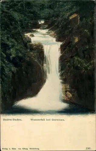 Ak Geroldsau Lichtental Baden Baden am Schwarzwald, Wasserfall bei Gerolsau