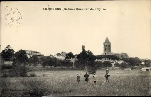 Ak Anneyron Drôme, Quartier de l'Eglise