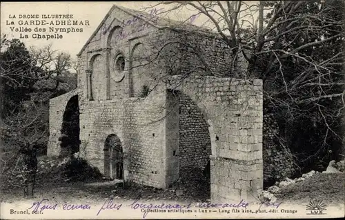 Ak La Garde Adhémar Drôme, Vallee des Nymphes, La Chapelle