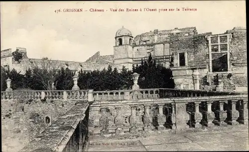 Ak Grignan Drôme, Le Chateau, Vue des Ruines