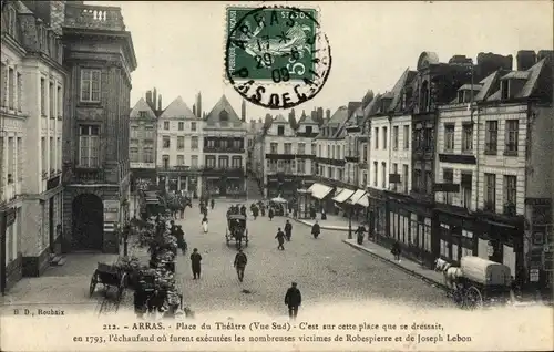 Ak Arras Pas de Calais, Place du Theatre