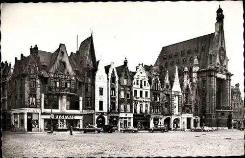 Ak Béthune Pas de Calais, Un coin de la Grande Place et l'Hotel de Ville