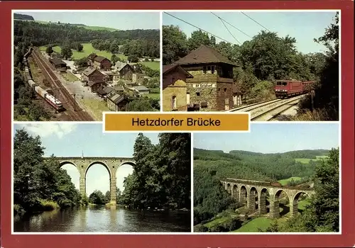 Ak Hetzdorf im Flöhatal Breitenau Oederan Sachsen, Bahnhof, Blockstelle, Brücke mit Flöha