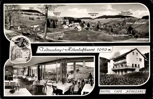 Ak Todtnauberg Todtnau im Schwarzwald, Gesamtansicht, Hotel - Café Rübezahl, Gastraum