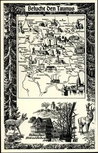 Landkarten Ak Falkenstein Königstein im Taunus, Burg