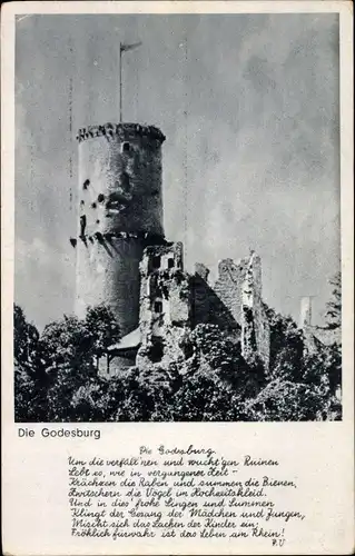 Ak Bad Godesberg Bonn am Rhein, Godesburg, Gedicht