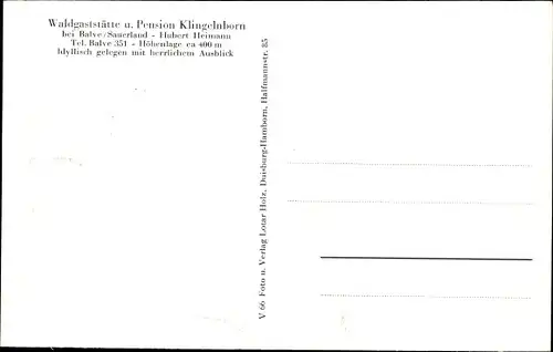 Ak Balve im Sauerland, Waldgaststätte Klingelnborn