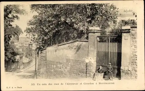 Ak Paris XVIII. Arrondissement Buttes-Montmartre, Un coin des rues de l'Abreuvoir et Girardon
