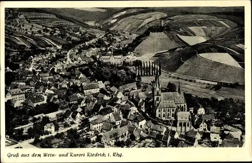 Ak Kiedrich Rheingau, Fliegeraufnahme, Kirche, Ort