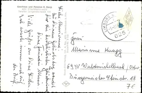 Ak Ellar Waldbrunn im Westerwald, Gasthof - Pension Heep, Gesamtansicht