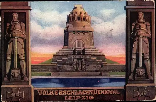 Künstler Ak Leipzig in Sachsen, Ansicht des Völkerschlachtdenkmals, Weihe 1913