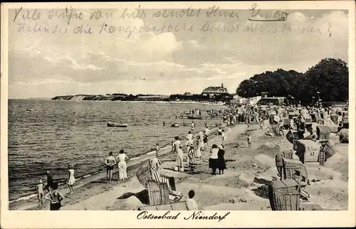 Ak Ostseebad Niendorf Timmendorfer Strand, Strandaufnahme, Badegäste, Strandkörbe