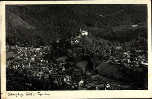 Ak Schwarzburg in Thüringen, Blick v. Trippstein, Gesamtansicht