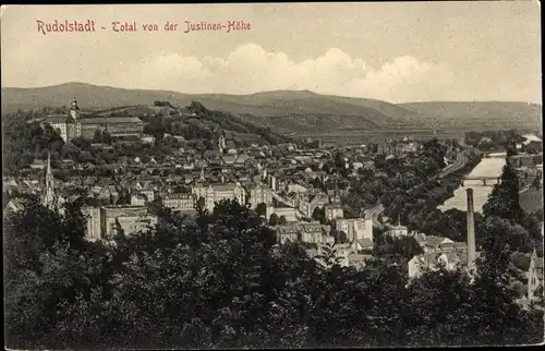 Ak Rudolstadt, Blick auf Ort von Justinen Höhe