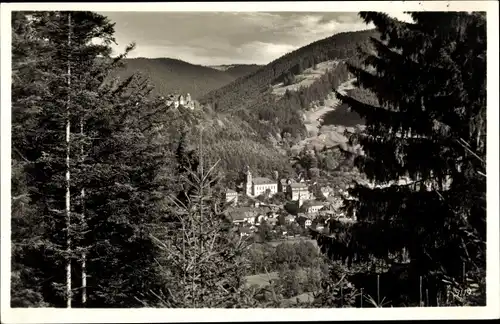 Ak Bad Leutenberg Thüringen, Durchblick zum Ort