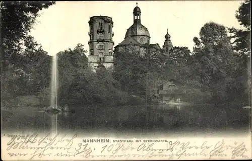 Ak Mannheim in Baden, Stadtpark mit Sternwarte