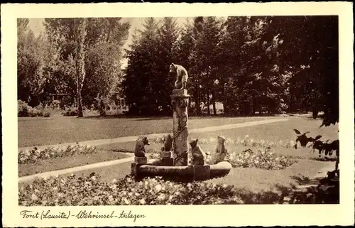 Ak Forst in der Niederlausitz, Ostdeutscher Rosengarten, Wehrinsel-Anlagen