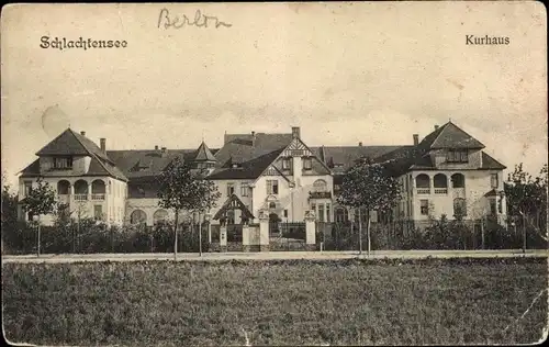 Ak Berlin Zehlendorf, Kurhaus am Schlachtensee, Gesamtansicht, Straßenseite