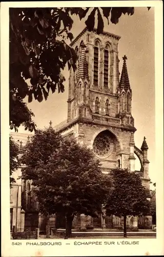 Ak Phalsbourg Pfalzburg Lothringen Moselle, Échappée sur l'Église