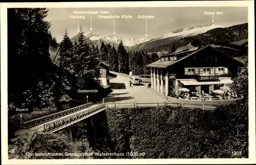 Ak Vorarlberg, Österreichischer Grenzgasthof Walserschanz, Grenzübergang