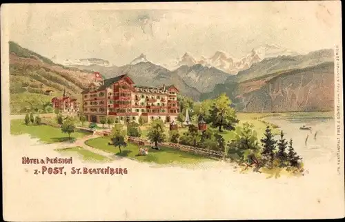 Litho St. Beatenberg Kanton Bern, Hotel und Pension zur Post