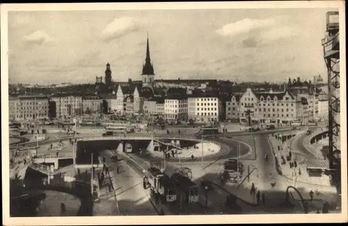 Ak Stockholm Schweden, Slussen, Blick auf die Stadt